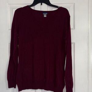 Women’s Burgundy V-Neck Sweater